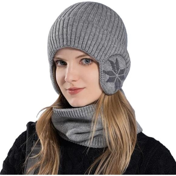Women\'s Winter Beanie Hat with Face Shield Peruvian Circle Scarf Set main image 7